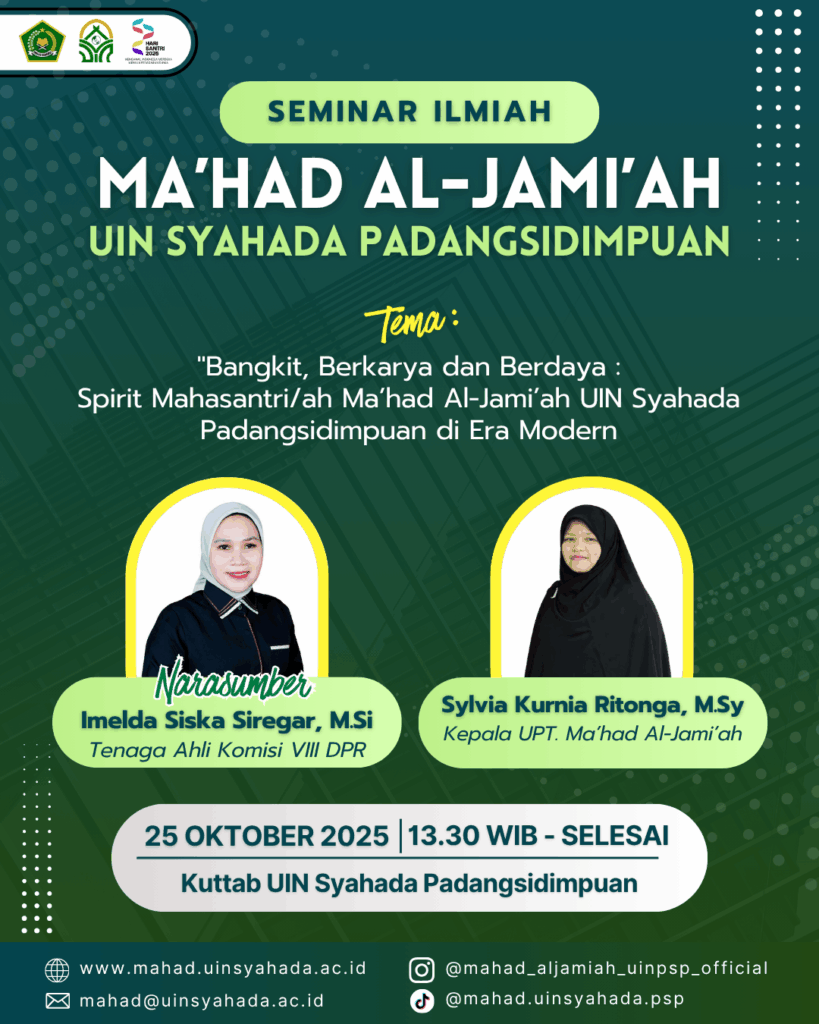 SEMINAR ILMIAH MA’HAD AL-JAMI’AH DORONG MAHASANTRI UNTUK BANGKIT, BERKARYA, DAN BERDAYA DI ERA MODERN