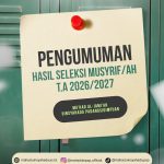 PENGUMUMAN KELULUSAN SELEKSI CALON MUSYRIF/AH MA’HAD AL-JAMI’AH T.A 2026/2027